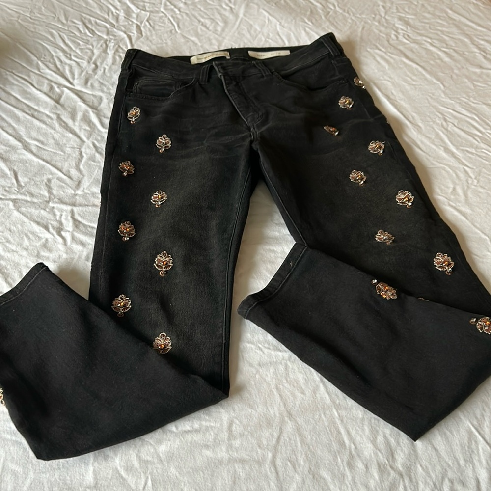 Pilcro Black Skinny Jeans with Embellishments - Picture 2 of 9